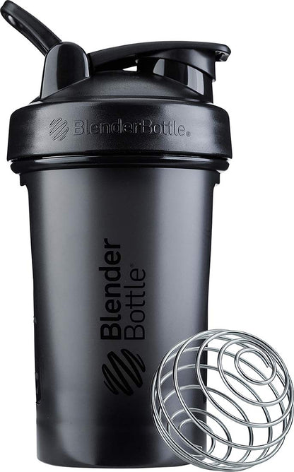 BlenderBottle Classic V2 Shaker Bottle (20 oz, Black) – Ideal for Protein Shakes, Smoothies & Pre-Workout | Leak-Proof, BPA-Free Shaker Cup with BlenderBall Wire Whisk for Smooth Mixing | Dishwasher Safe