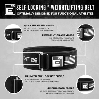 Self-Locking Weight Lifting Belt, Premium Support Belt for Functional Fitness, Olympic Lifting, and Deadlift Training for Men and Women
