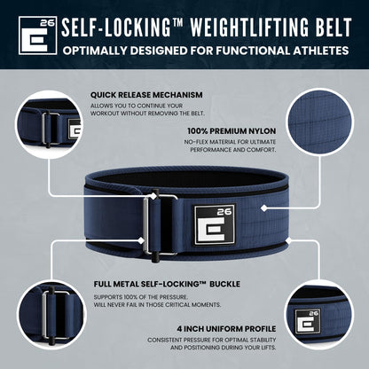 Self-Locking Weight Lifting Belt, Premium Support Belt for Functional Fitness, Olympic Lifting, and Deadlift Training for Men and Women