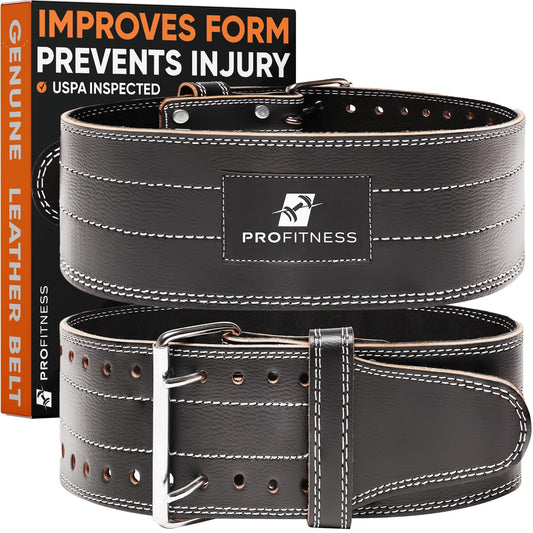 Leather Weight Lifting Belt 5mm Thick for Men and Women, Adjustable Back Support Belt for Squats, Deadlifts, and Gym Workouts