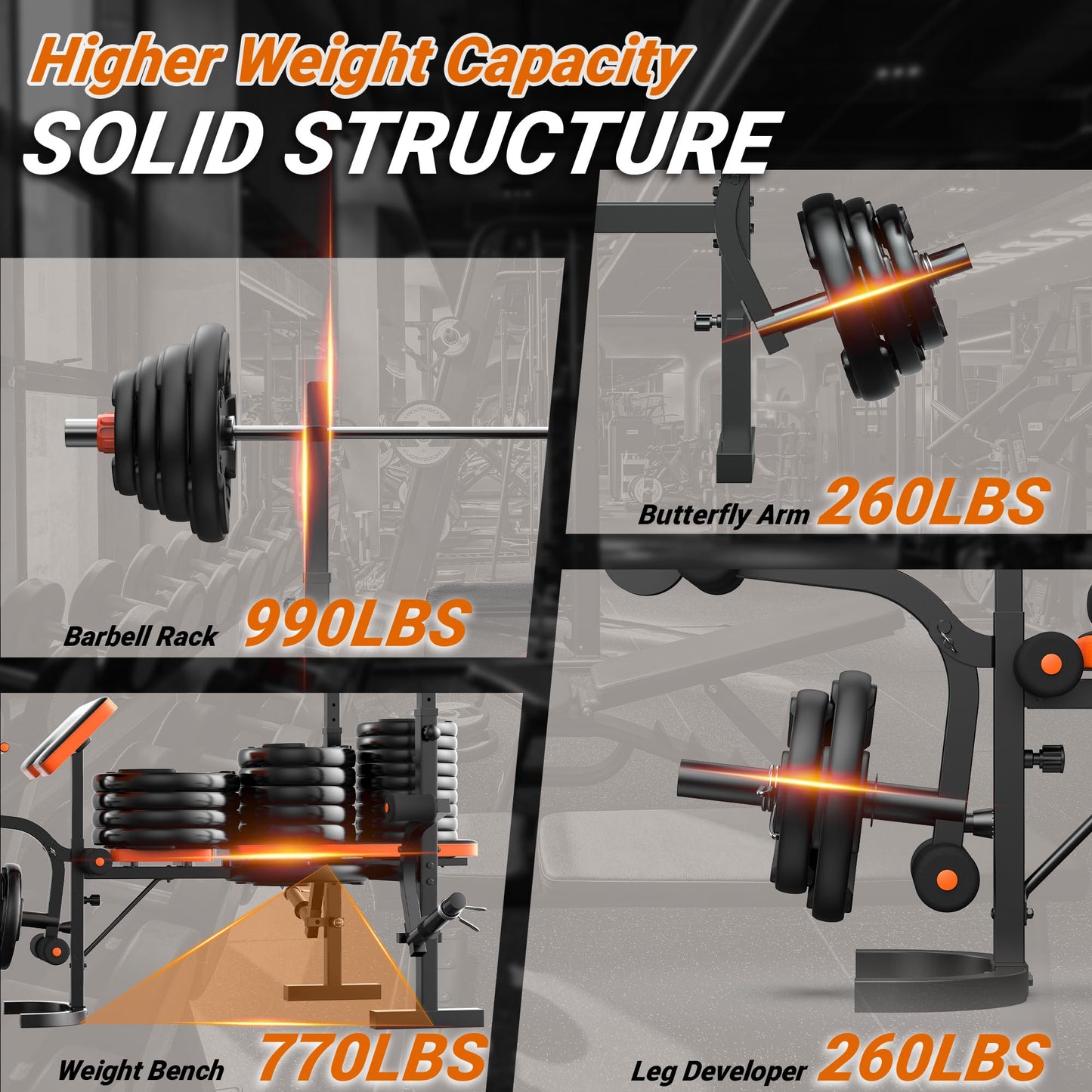 XDDIAS 6-in-1 Olympic Weight Bench, 770LBS Adjustable Bench Press Set with Rack, Leg Extension & Preacher Pad – Flat/Incline Workout Bench for Home Gym Strength Training