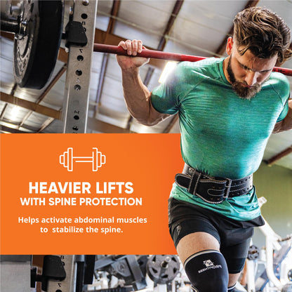 Leather Weight Lifting Belt 5mm Thick for Men and Women, Adjustable Back Support Belt for Squats, Deadlifts, and Gym Workouts