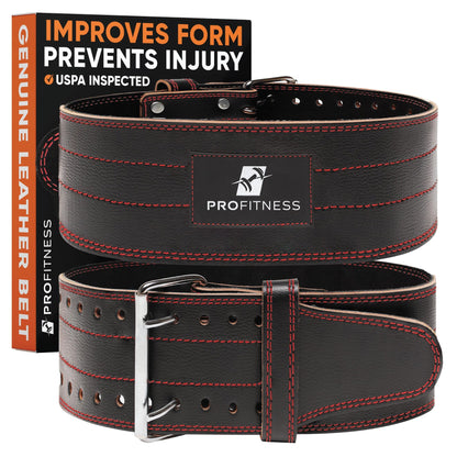 Leather Weight Lifting Belt 5mm Thick for Men and Women, Adjustable Back Support Belt for Squats, Deadlifts, and Powerlifting Workouts