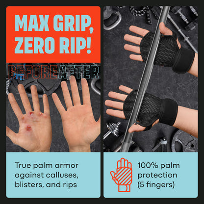 Padded Weight Lifting Gloves for Men and Women, Fingerless Workout Gloves with Wrist Support, Strong Grip and Anti-Sweat for Gym Training