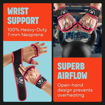 Padded Fingerless Workout Gloves for Men and Women, Weight Lifting Gloves with Wrist Support, Strong Grip and Anti-Sweat for Gym Training