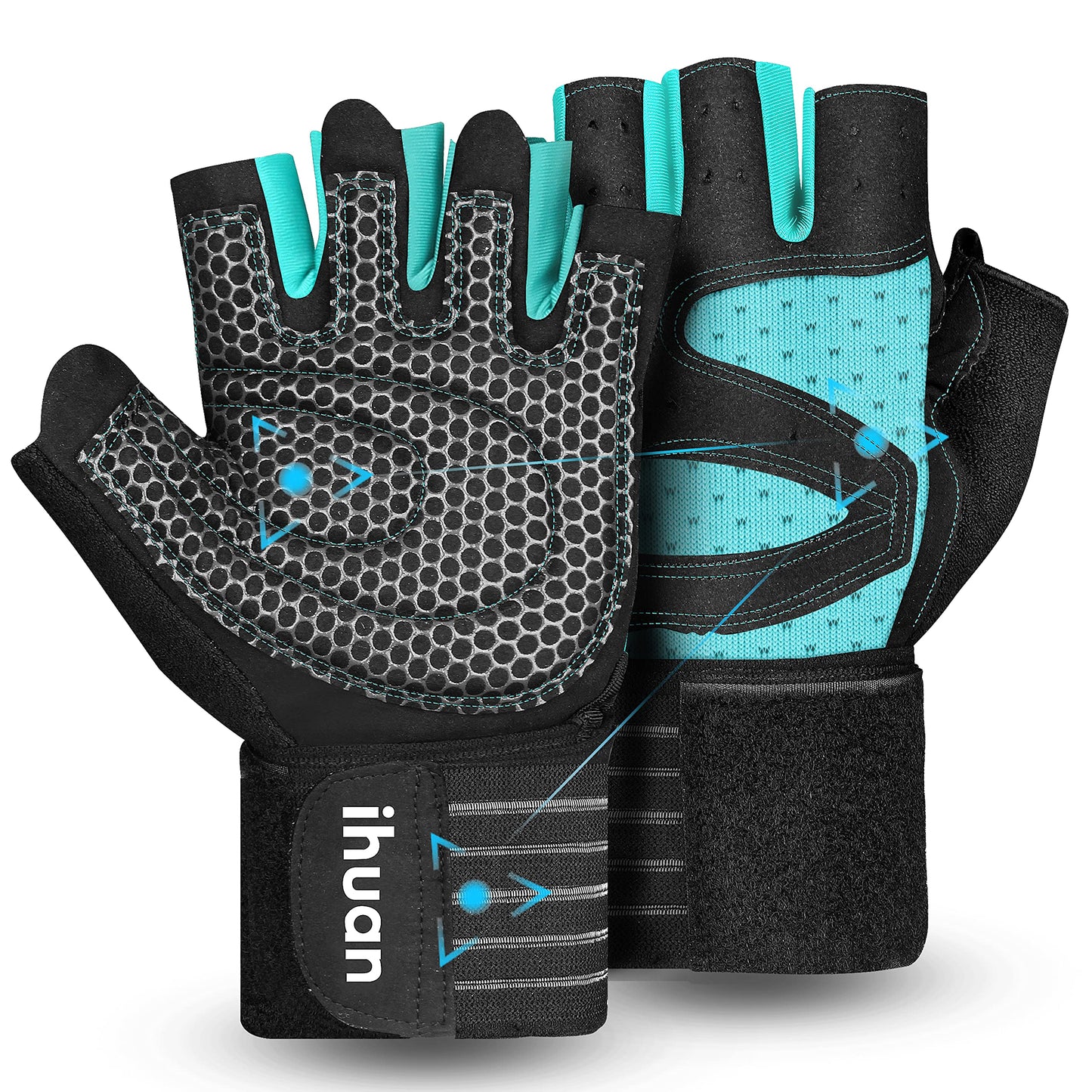 Ventilated Weight Lifting Gloves for Men and Women, Wrist Wrap Support with Full Palm Protection for Gym, Training, and Pull Ups