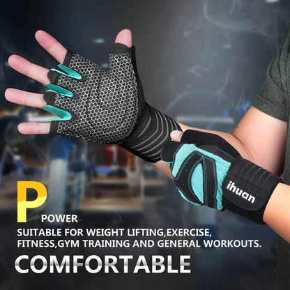 Ventilated Weight Lifting Gloves for Men and Women, Wrist Wrap Support with Full Palm Protection for Gym, Training, and Pull Ups