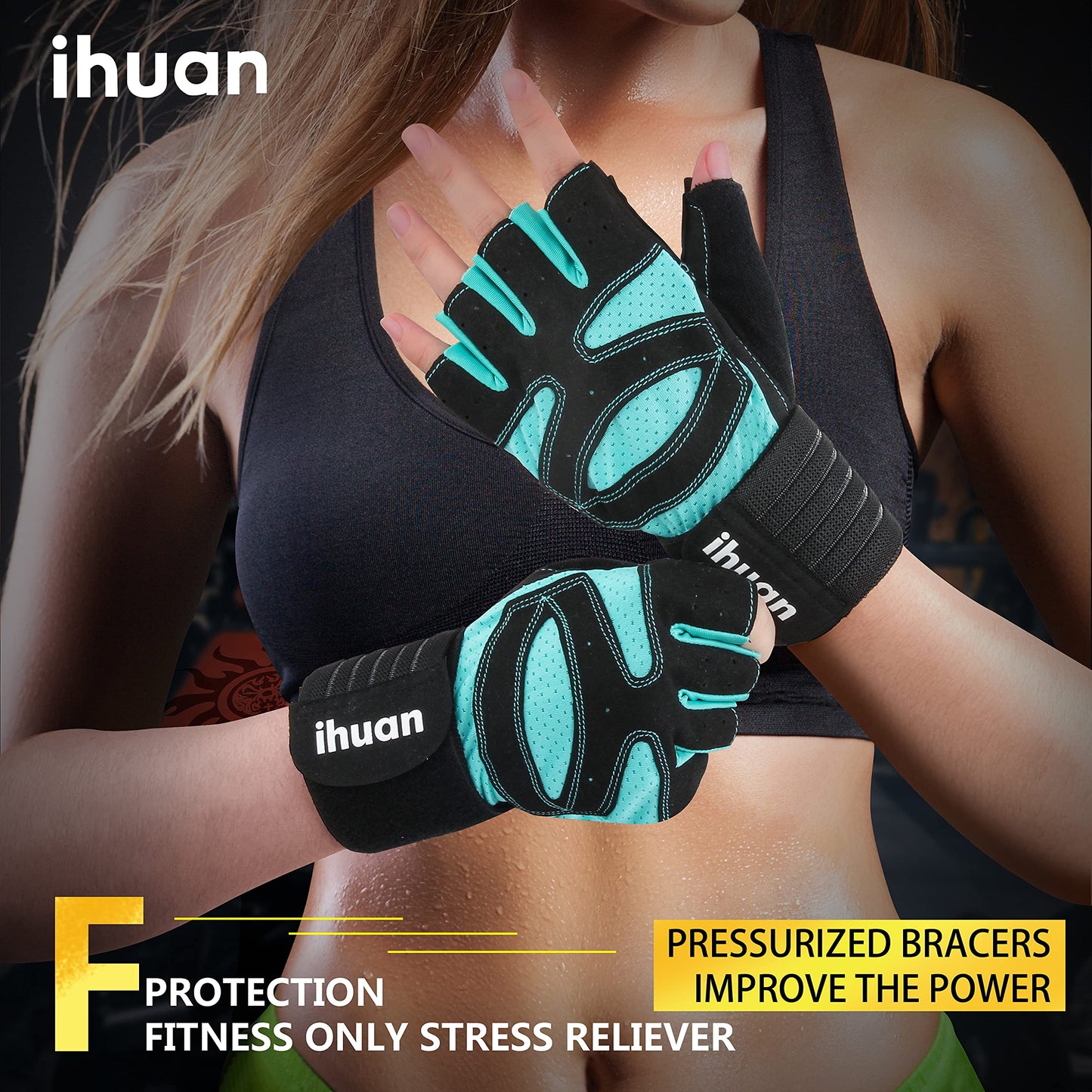 Ventilated Weight Lifting Gloves for Men and Women, Wrist Wrap Support with Full Palm Protection for Gym, Training, and Pull Ups
